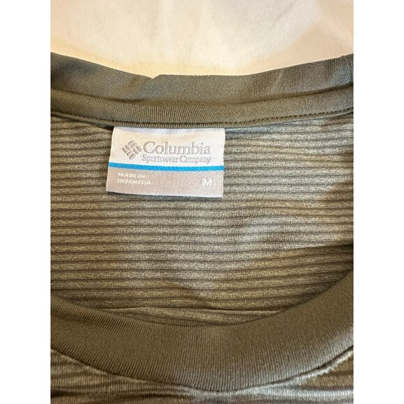 Cozy Columbia Olive Stripe Long Sleeve Top M • Outdoorsy Layering Must-Have - Picture 6 of 7